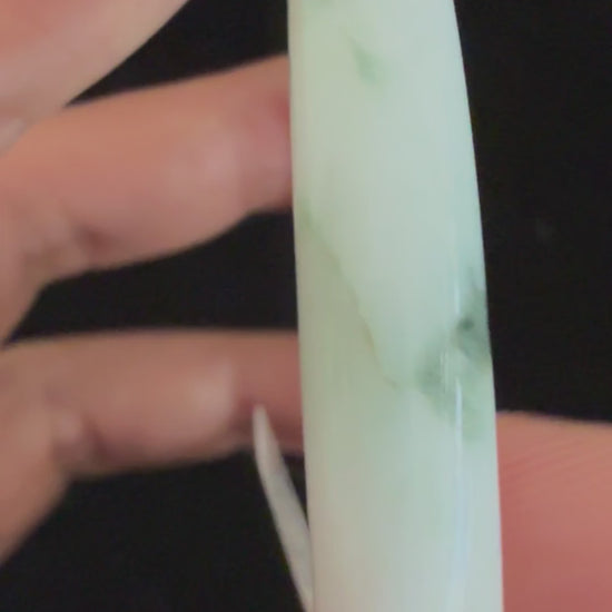 503. White with green patches thin jade bangle video