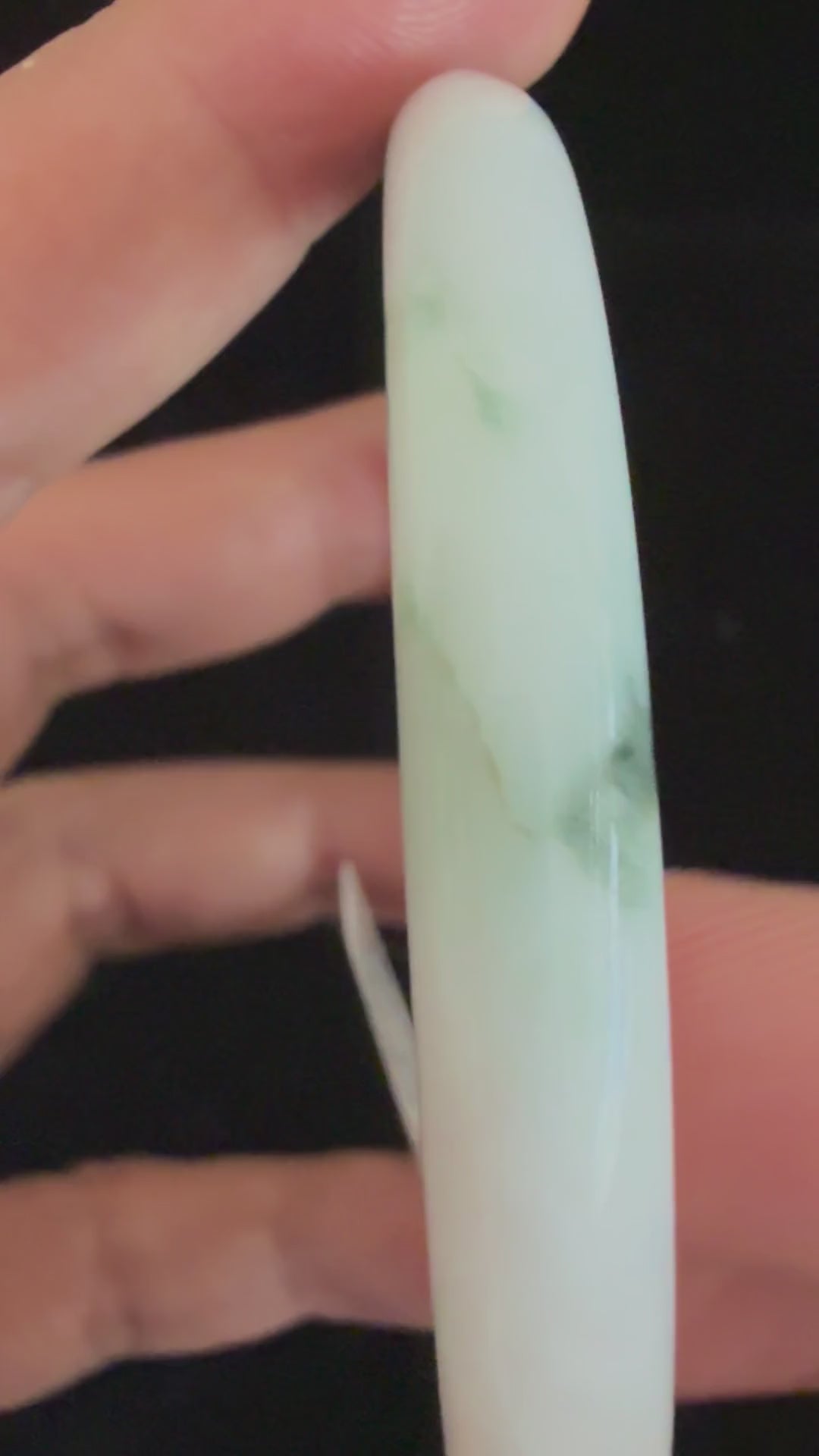 503. White with green patches thin jade bangle video