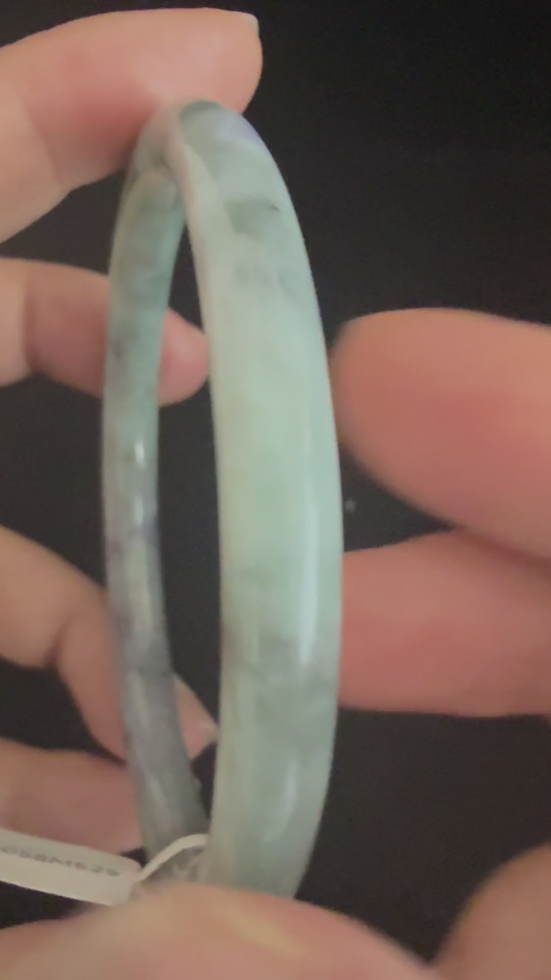 525. Lavender grey and pale green mottled thin jade bangle video
