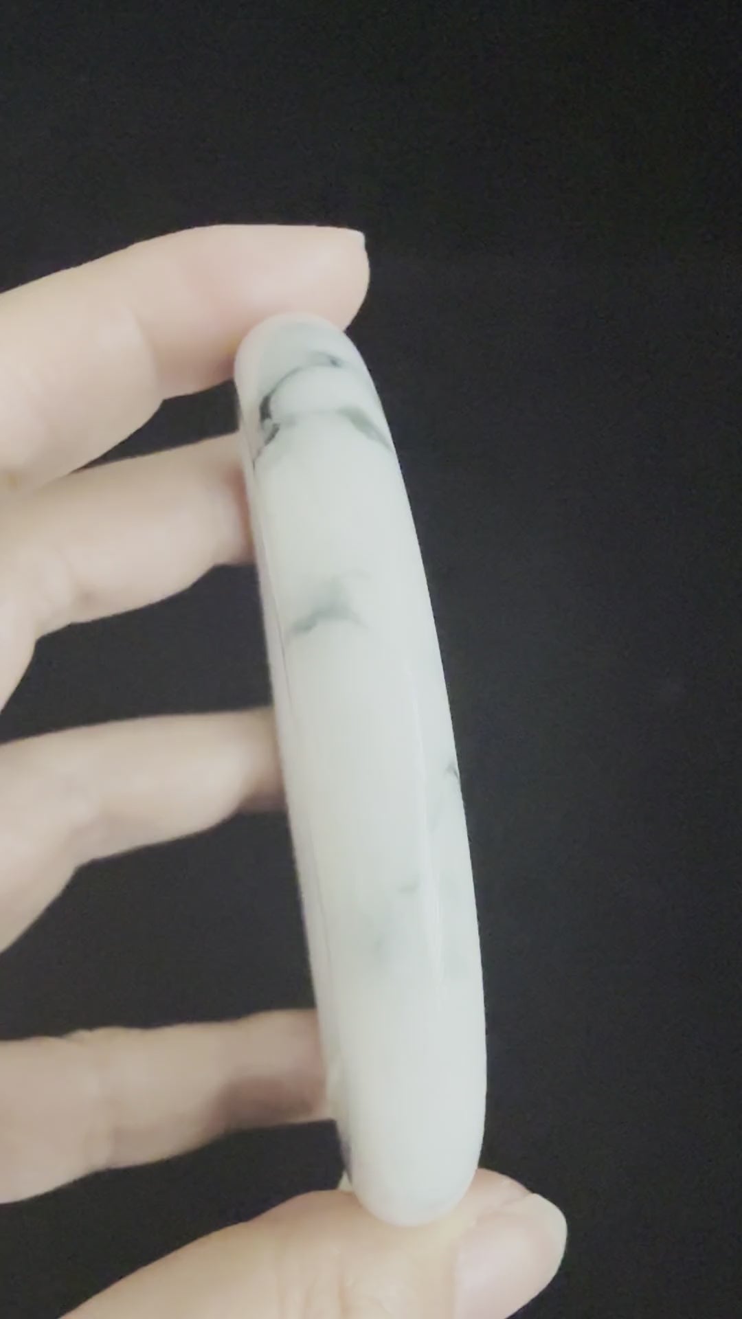 510. White with dark ink veins jade bangle video