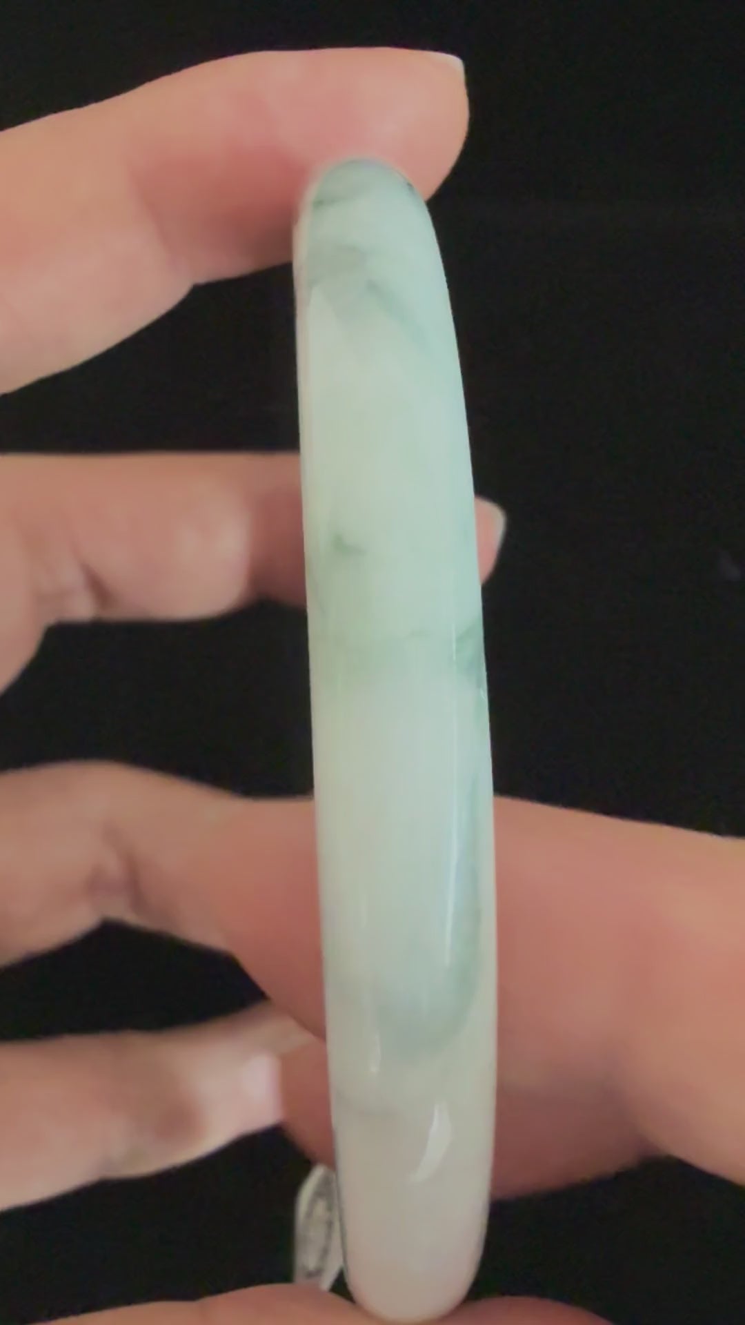 505. White with dark green ink veins thin jade bangle video
