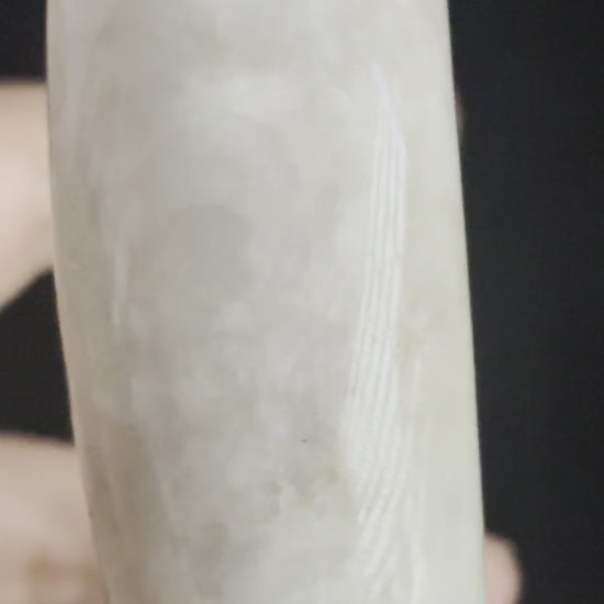 509. Lavender grey with russet tones chunky jade bangle video
