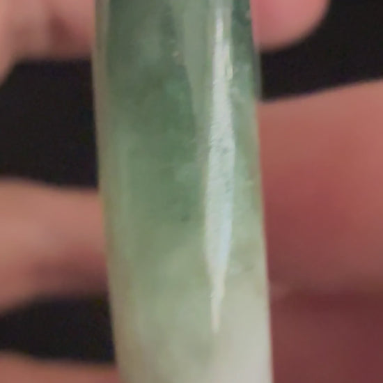 480. Lavender white with dark green patch thin jade bangle video