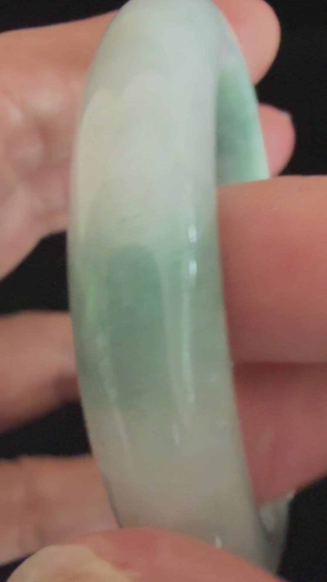 502. White with blue-green clouds jade bangle video