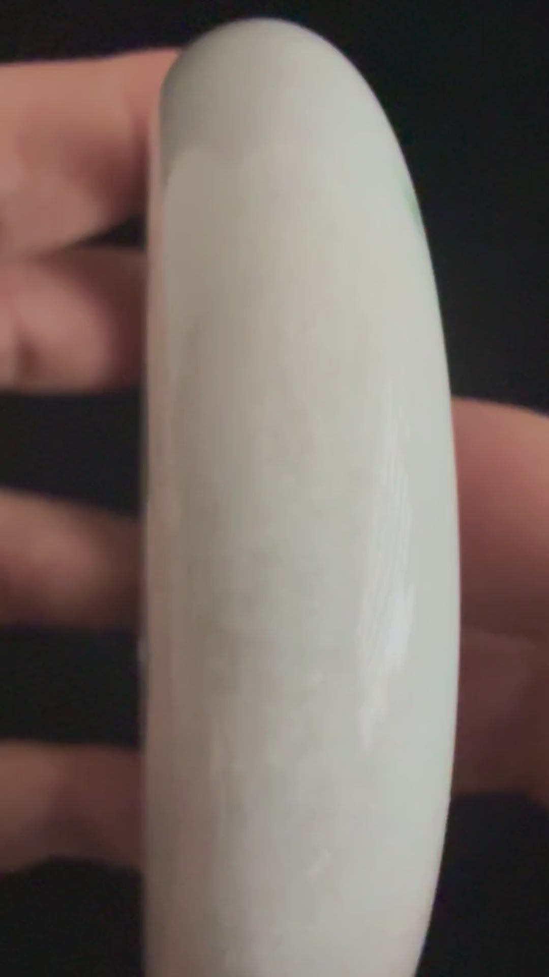 489. Milky white with green flecks chunky jade bangle video
