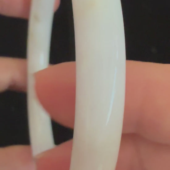 508. White lavender with rust spots thin jade bangle video