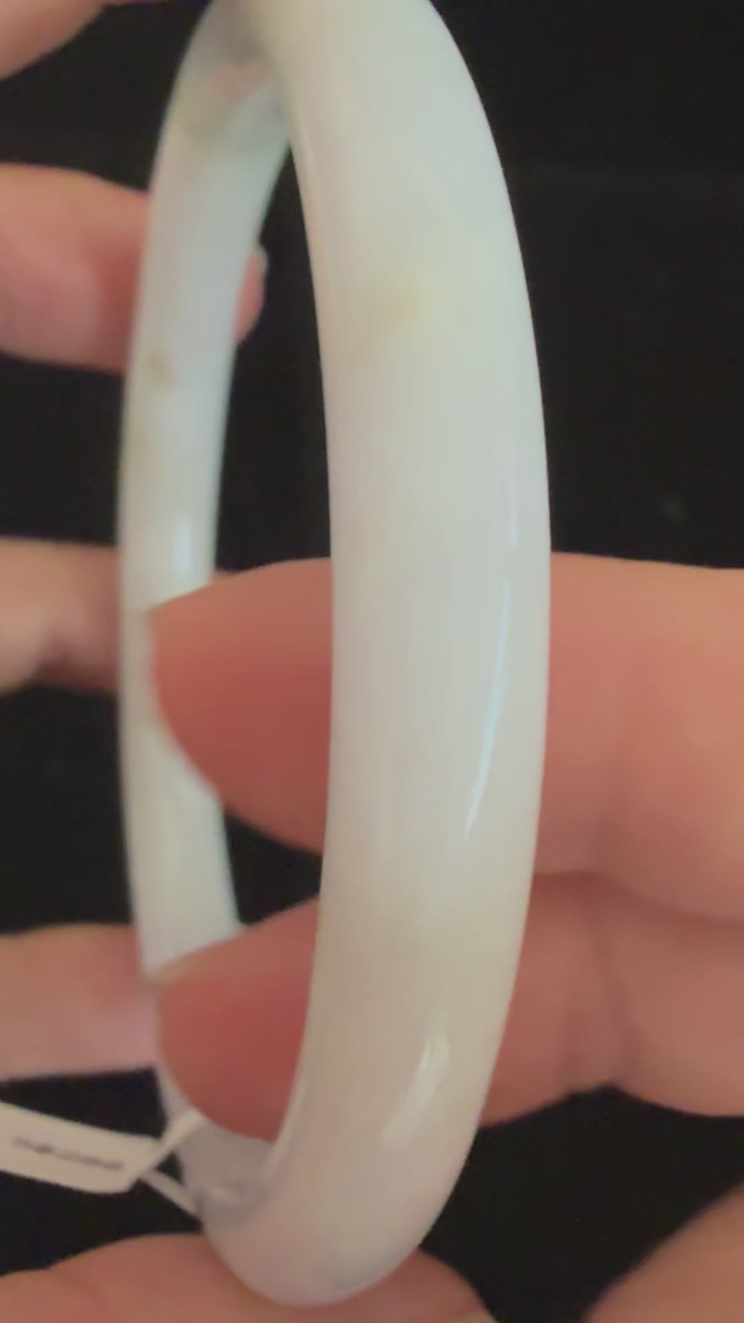 508. White lavender with rust spots thin jade bangle video