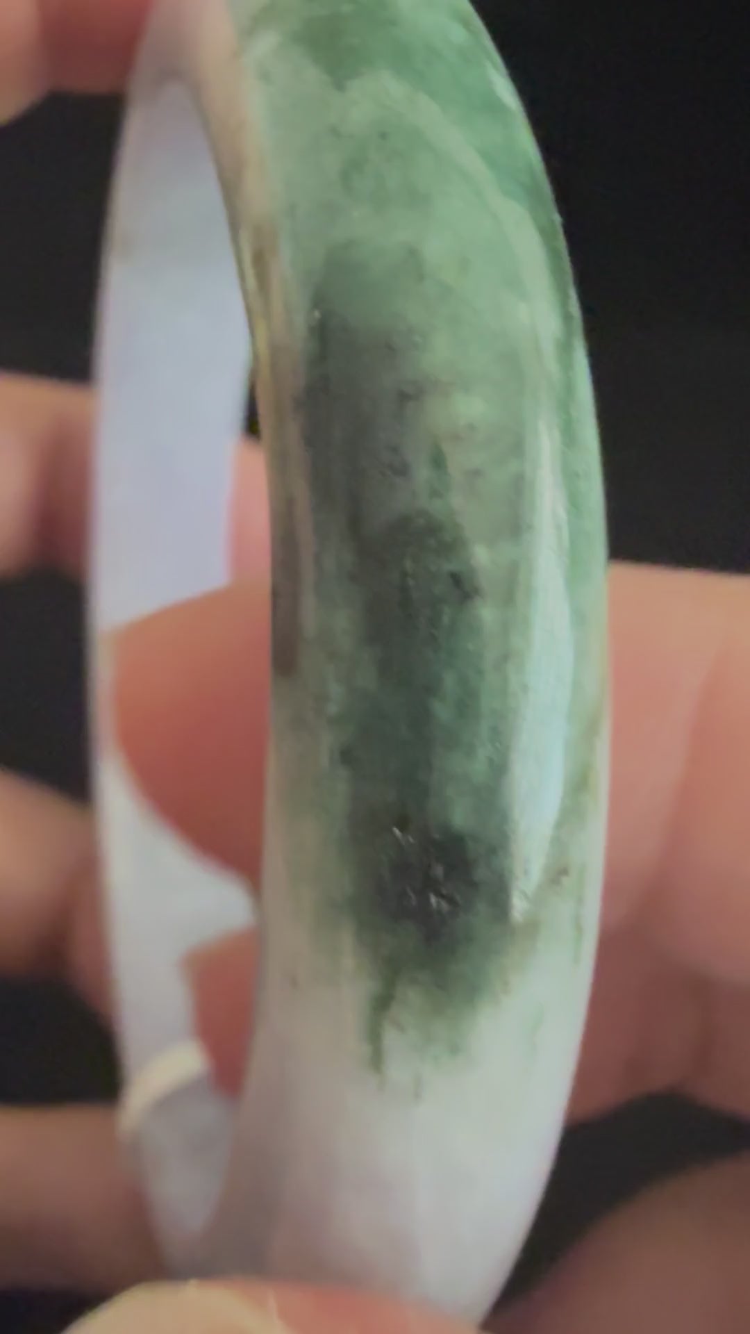 469. Lavender with green and dark green patch jade bangle video