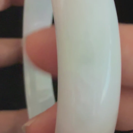 492. Milky white with soft mint chunky jade bangle video