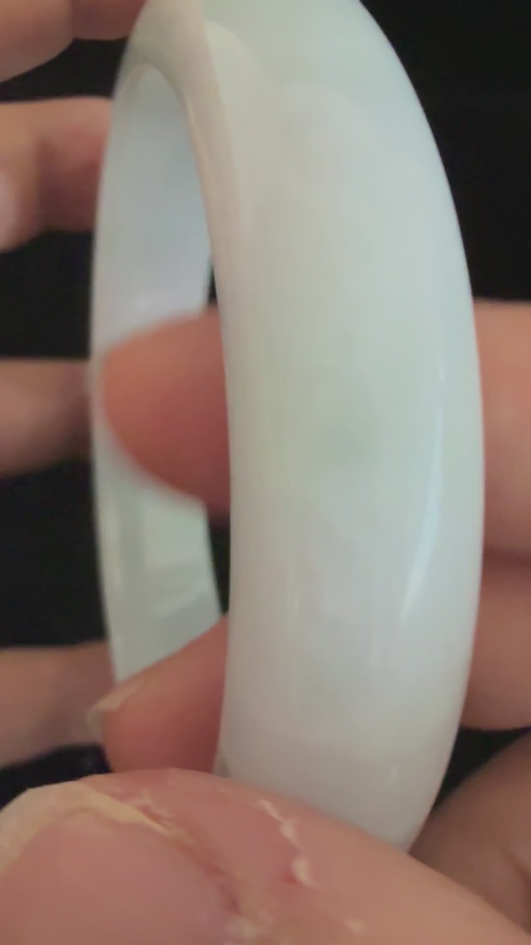 492. Milky white with soft mint chunky jade bangle video