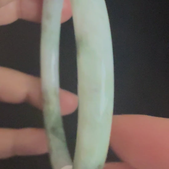 529. White lavender with moss green patches thin jade bangle video