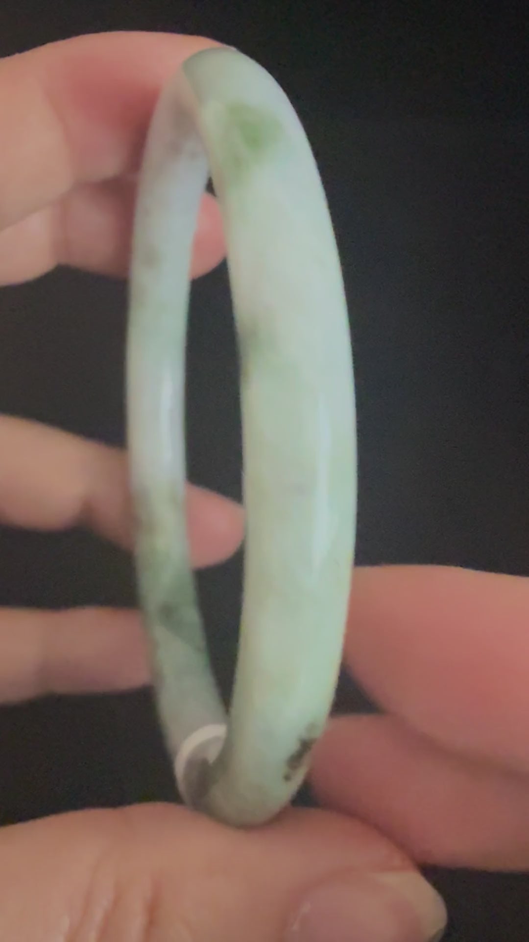 529. White lavender with moss green patches thin jade bangle video