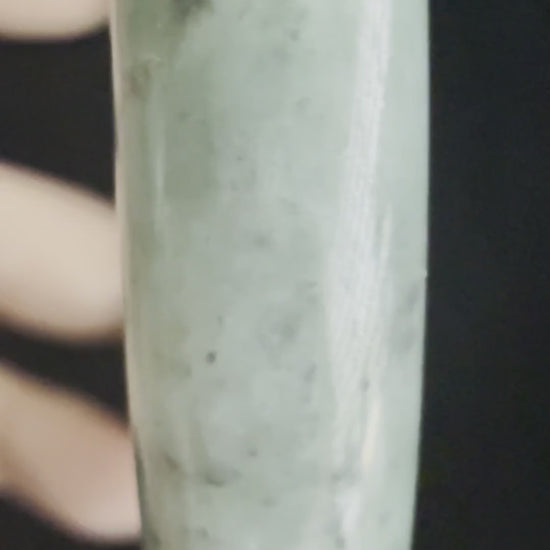 516. Fresh green with dark flecks thin jade bangle video