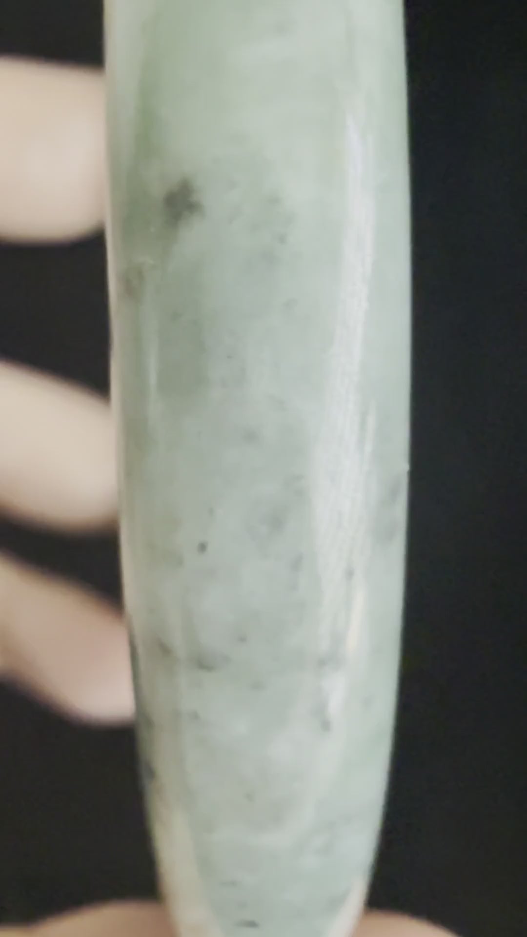 516. Fresh green with dark flecks thin jade bangle video