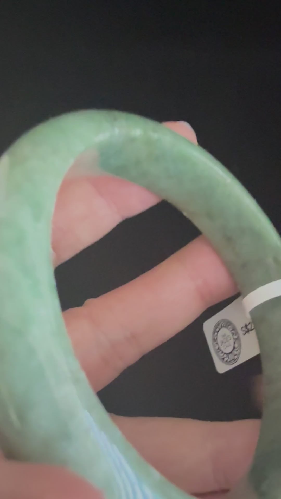 538. Moss green mottled chunky jade bangle video